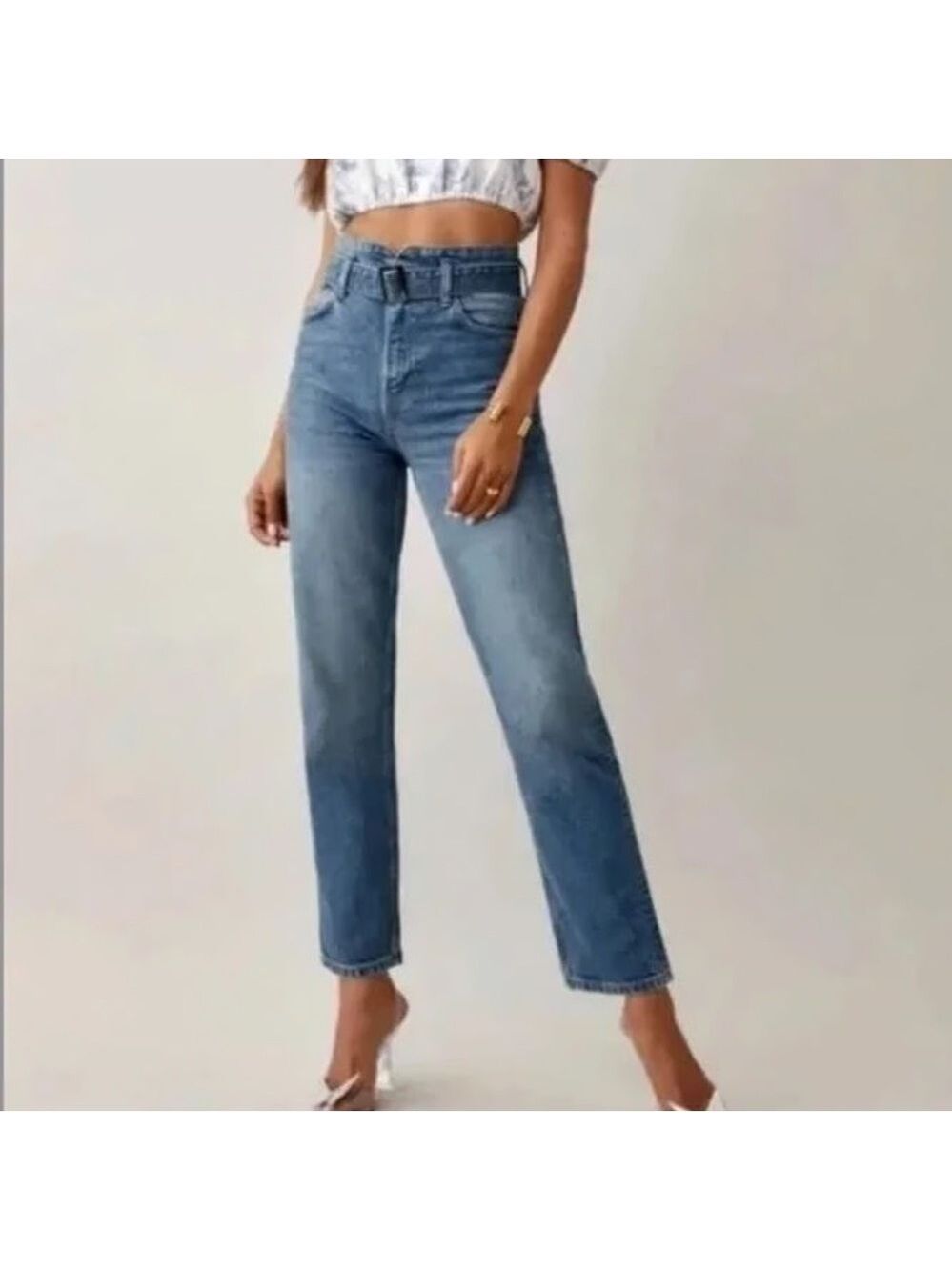 Reformation Cynthia Belted High Rise Straight Jeans size 26 NWT - Picture 13 of 13